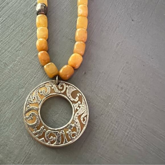 Silpada Beaded Stone 925 Sterling Silver Pendant Leather Necklace - Picture 4 of 7